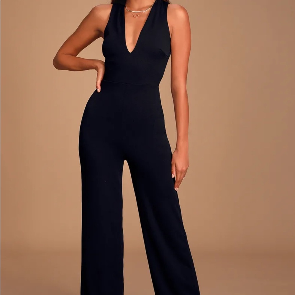 Lulu’s Thinking Out Loud Backless Jumpsuit, black